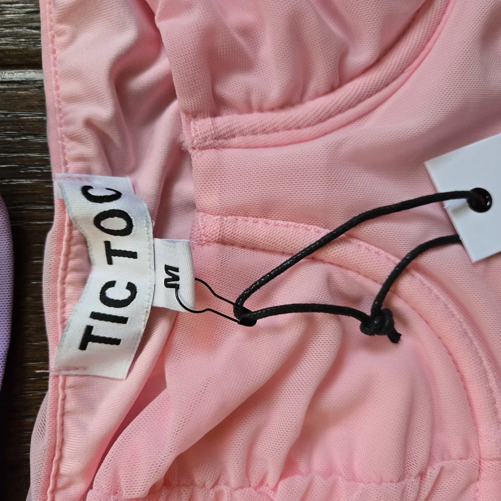 Breath Of Youth Tic Toc Off-Shoulder Ruched Tops in Purple, Blue, and Pink - Picture 3 of 4